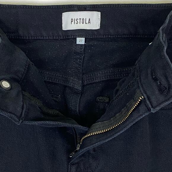 Pistola Teagan High Rise Twisted Jeans Womens Sz 27 Vinyl Black Slim Straight - Picture 4 of 12